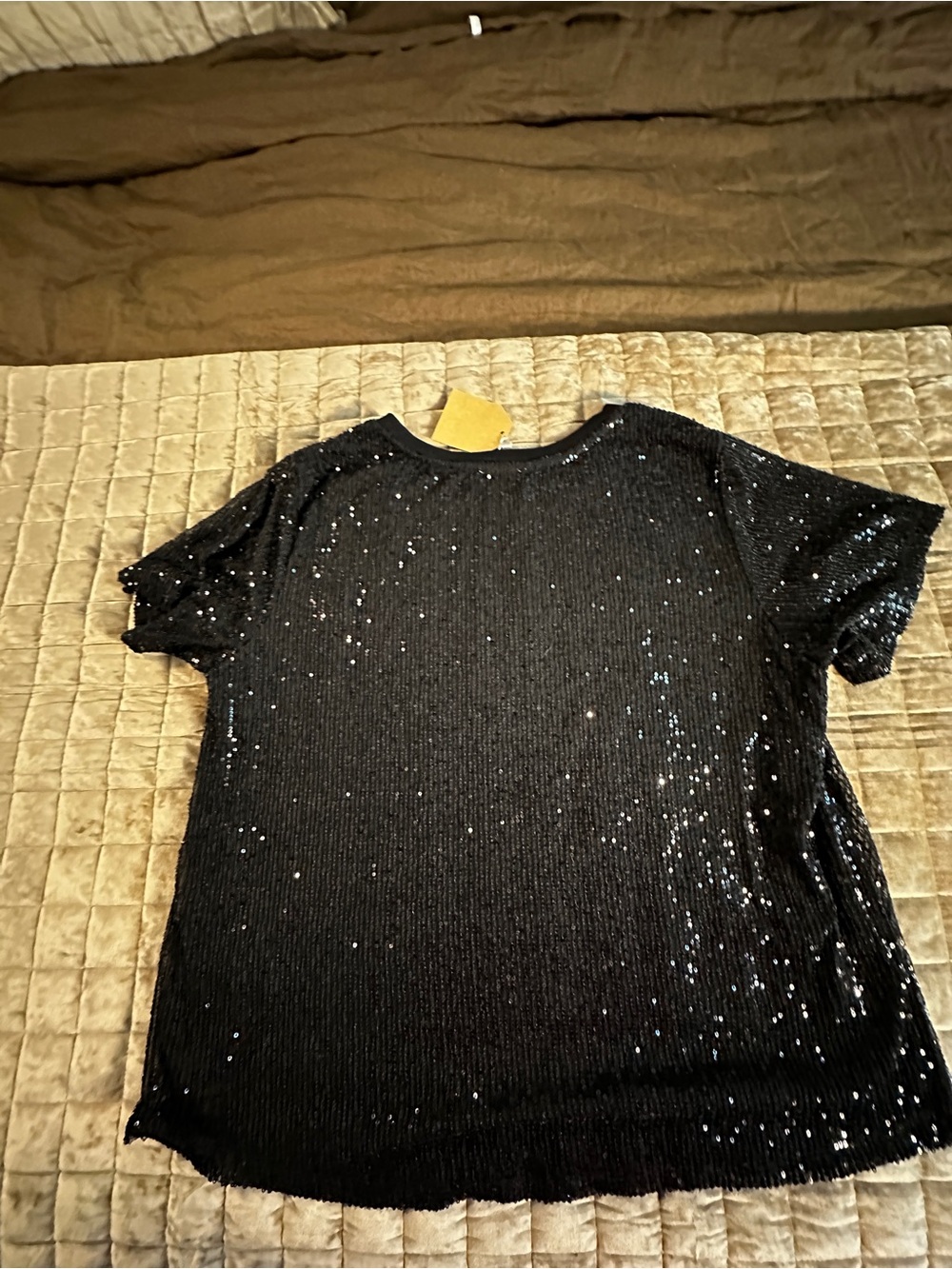 Kori Black Sequin Short Sleeve Tee - Picture 2 of 9